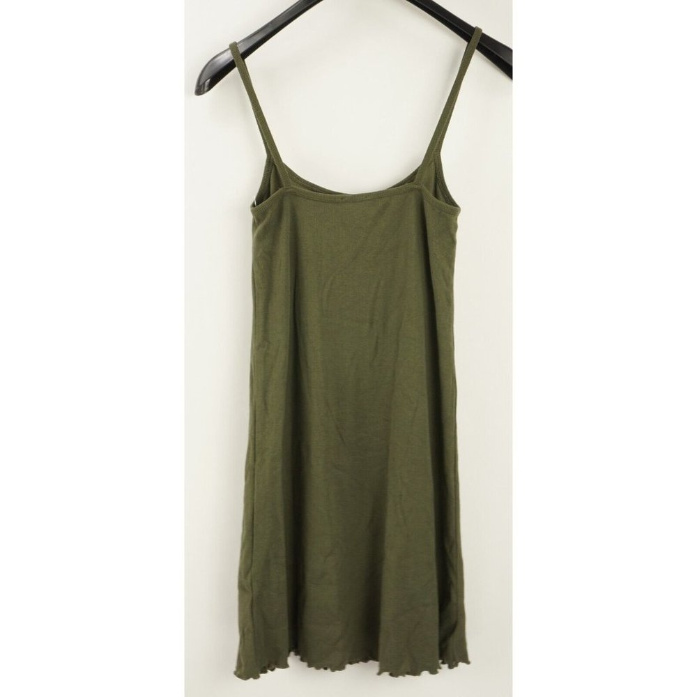 New ABOUND Women's‎ M Green Jersey Cotton Blend Lettuce Edge Spaghetti Tank Top